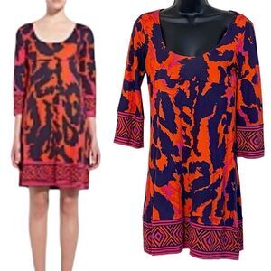 DVF Diane Von Furstenberg Vintage Laetitia 100% Silk Shift Mini Dress Sz 2